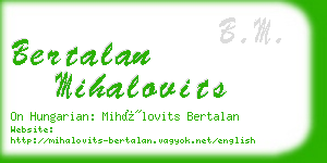 bertalan mihalovits business card